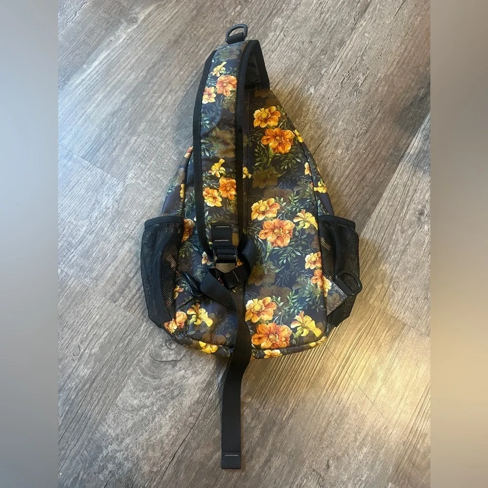 FINAL PRICE NEVER USED Floral Sling Bag  - Black and Orange